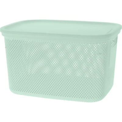 Excellent Houseware Úložný koš s víkem 18 l zelená