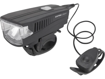 EXTOL LIGHT Svetlo biele na bicykel 350lm, USB nabíjanie, klaksón, 5W LED EXTOL LIGHT Svetlo biele na bicykel 350lm, USB nabíjanie, klaksón, 5W LED