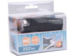 EXTOL LIGHT Světlo bílé na kolo 350lm, USB nabíjení, klakson, 5W LED