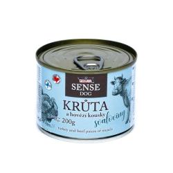 FALCO SENSE Dog krůta a hovězí kousky svaloviny, konzerva 200 g