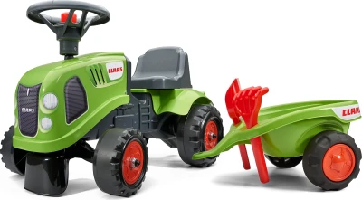 Falk Odrážedlo 212C Baby Claas s vlečkou a lopatkou s hrabičkami