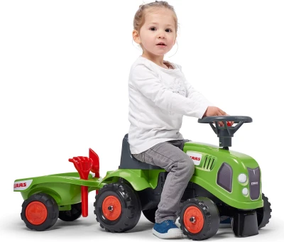 Falk Odrážedlo 212C Baby Claas s vlečkou a lopatkou s hrabičkami