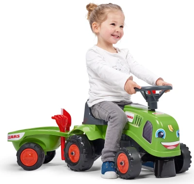 Falk Odrážedlo 212C Baby Claas s vlečkou a lopatkou s hrabičkami