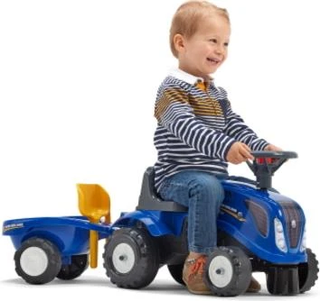 Falk Odrážedlo 280c Baby New Holland T7 s vlečkou a lopatkou s hrabičky