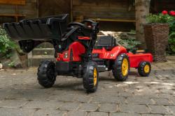 Falk Šlapací traktor 2030M Red Supercharger pedal charger s odpojitelnou vlečkou