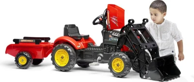 Falk Šliapací traktor 2030M Red Supercharger pedal charger s odpojiteľnou vlečkou