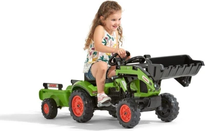 Falk Šlapací traktor 2040AM Claas Arion 410 nakladačem a vlečkou