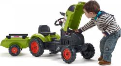 Falk Šliapací traktor 2041C Claas Arion s vlečkou a otváracou kapotou
