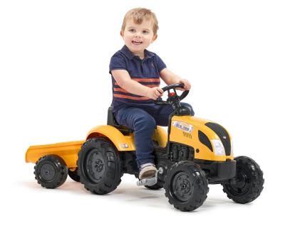 Falk Šlapací traktor 2055L Mighty Builder s vlečkou