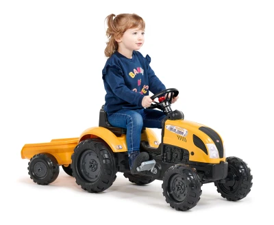 Falk Šlapací traktor 2055L Mighty Builder s vlečkou