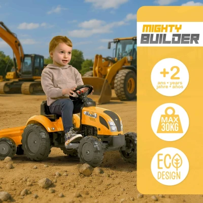 Falk Šlapací traktor 2055L Mighty Builder s vlečkou