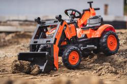 Falk šlapací traktor 2065N Kubota backhoe s předním bagrem a přívěsem s otočným bagrem