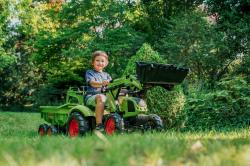Falk šlapací traktor 2070W Claas backhoe s přední a zadní lžící a přívěsem