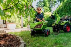 Falk šlapací traktor 2070W Claas backhoe s přední a zadní lžící a přívěsem