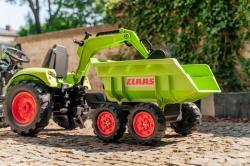 Falk šlapací traktor 2070W Claas backhoe s přední a zadní lžící a přívěsem