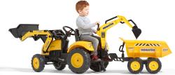 Falk Šlapací traktor 2086W Komatsu s bagrem a Maxi vyklápěcím přívěsem - žlutý