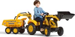 Falk Šlapací traktor 2086W Komatsu s bagrem a Maxi vyklápěcím přívěsem - žlutý