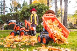 Falk šlapací traktor 2090W Kubota s přední a zadní lžící a přívěsem