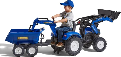 Falk Šlapací traktor 3090W New Holland T8 s nakladačem, rypadlem a maxi vlečkou