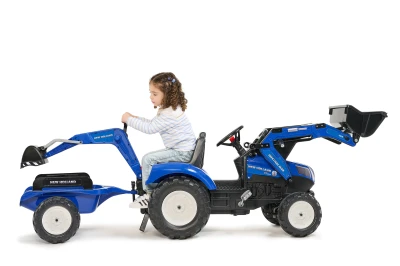 Falk Šlapací traktor 3090Y New Holland T8 s předním nakladačem a vlečkou modrý