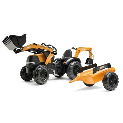 Falk Šlapací traktor 997Y Case CE s předním nakladačem a vlečkou žlutý Falk Šlapací traktor 997Y Case CE s předním nakladačem a vlečkou žlutý