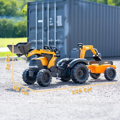 Falk Šlapací traktor 997Y Case CE s předním nakladačem a vlečkou žlutý