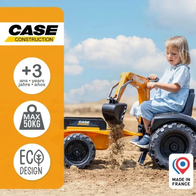 Falk Šlapací traktor 997Y Case CE s předním nakladačem a vlečkou žlutý