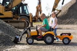 Falk šlapací traktor SUPER LOADER 2025AM s nakladačem a přívěsem - žlutý