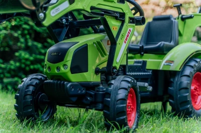 Falk Šlapací traktor velký 2070Y Claas Arion 430 s nakladačem, rýpadlem a vlečkou