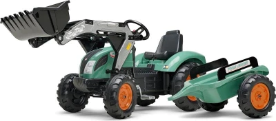Falk šlapací traktor SUPER LOADER 1054AM s nakladačem a přívěsem - zelený