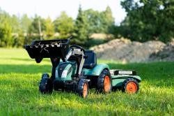 Falk šlapací traktor SUPER LOADER 1054AM s nakladačem a přívěsem - zelený