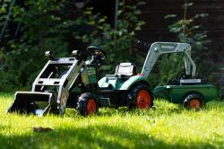 Falk Šlapací traktor Vintage 2054N se lžící, bagrem a přívěsem, zelený