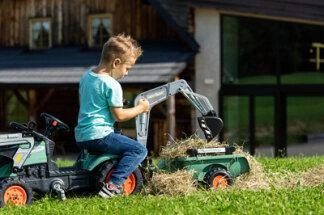 Falk Šlapací traktor Vintage 2054N se lžící, bagrem a přívěsem, zelený