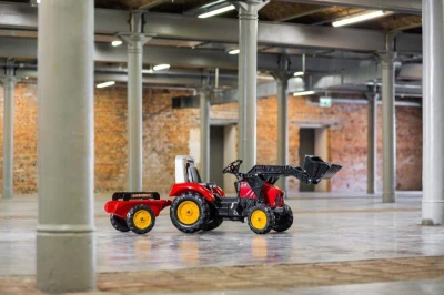 Falk Šliapací traktor 2020M Supercharger s nakladačem a vlečkou - červený