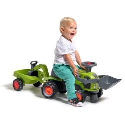 Falk Traktor Baby Claas s čelním nakladačem, bagrem a vlečkou