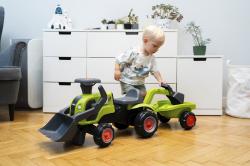 Falk Traktor Baby Claas s čelním nakladačem, bagrem a vlečkou