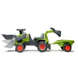 Falk Traktor Baby Claas s čelním nakladačem, bagrem a vlečkou