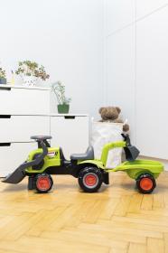 Falk Traktor Baby Claas s čelním nakladačem, bagrem a vlečkou