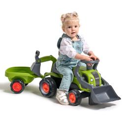 Falk Traktor Baby Claas s čelním nakladačem, bagrem a vlečkou