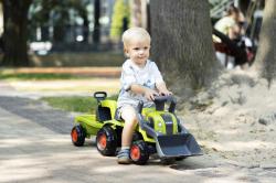 Falk Traktor Baby Claas s čelním nakladačem, bagrem a vlečkou