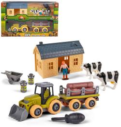 Farma herní montážní set traktor šroubovací s vlečkou a doplňky
