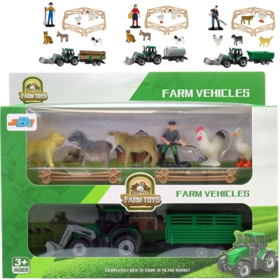 Farma herní set traktor s přívěsem s farmářem a zvířátky 4 druhy Farma herní set traktor s přívěsem s farmářem a zvířátky 4 druhy