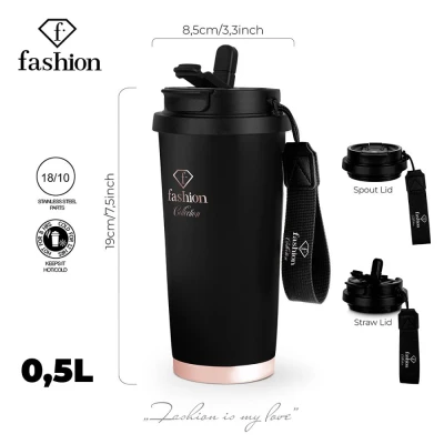 Fashion Tv By Berlingerhaus Nerezový termohrnek na kávu i čaj 0,5 l Black Rose Collection