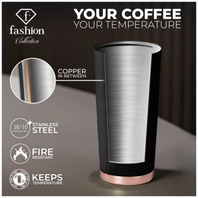 Fashion Tv By Berlingerhaus Nerezový termohrnek na kávu i čaj 0,5 l Black Rose Collection