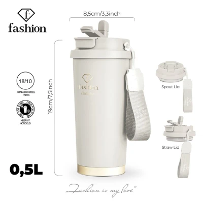 Fashion TV by Berlingerhaus Nerezový termohrnek na kávu i čaj 0,5 l Cream Gold Collection