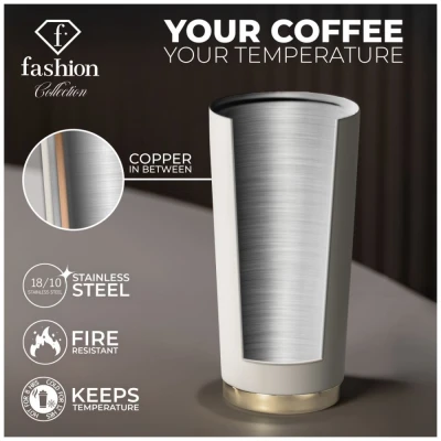 Fashion TV by Berlingerhaus Nerezový termohrnek na kávu i čaj 0,5 l Cream Gold Collection