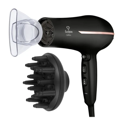 Fashion TV by Berlingerhaus Profesionální fén na vlasy s difuzérem a ionizátorem 2300W Black Rose Collection