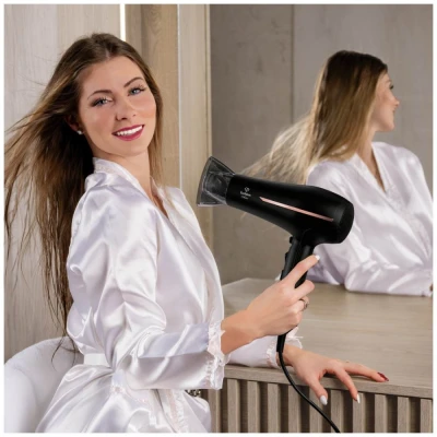Fashion TV by Berlingerhaus Profesionální fén na vlasy s difuzérem a ionizátorem 2300W Black Rose Collection