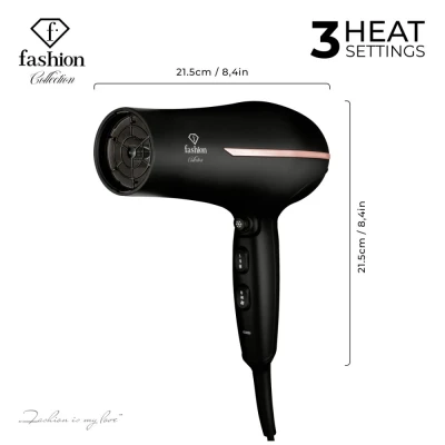 Fashion TV by Berlingerhaus Profesionální fén na vlasy s difuzérem a ionizátorem 2300W Black Rose Collection