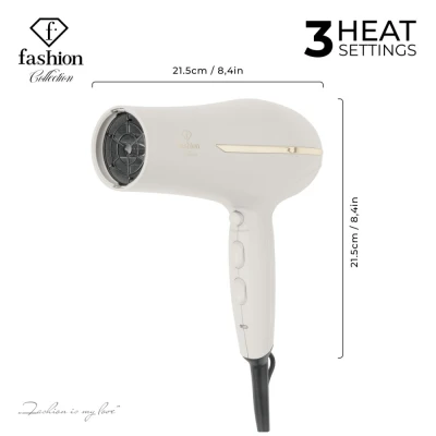 Fashion TV By Berlingerhaus Profesionální fén na vlasy s difuzérem a ionizátorem 2300W Cream Gold Collection